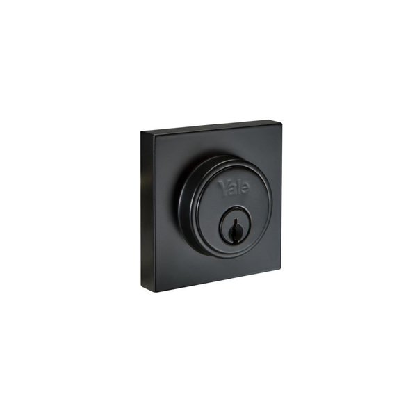 Yale Real Living Edge YE Series Square Single Cylinder Deadbolt with Schlage C Keyway Black Finish YR82ESQDBBLKSC